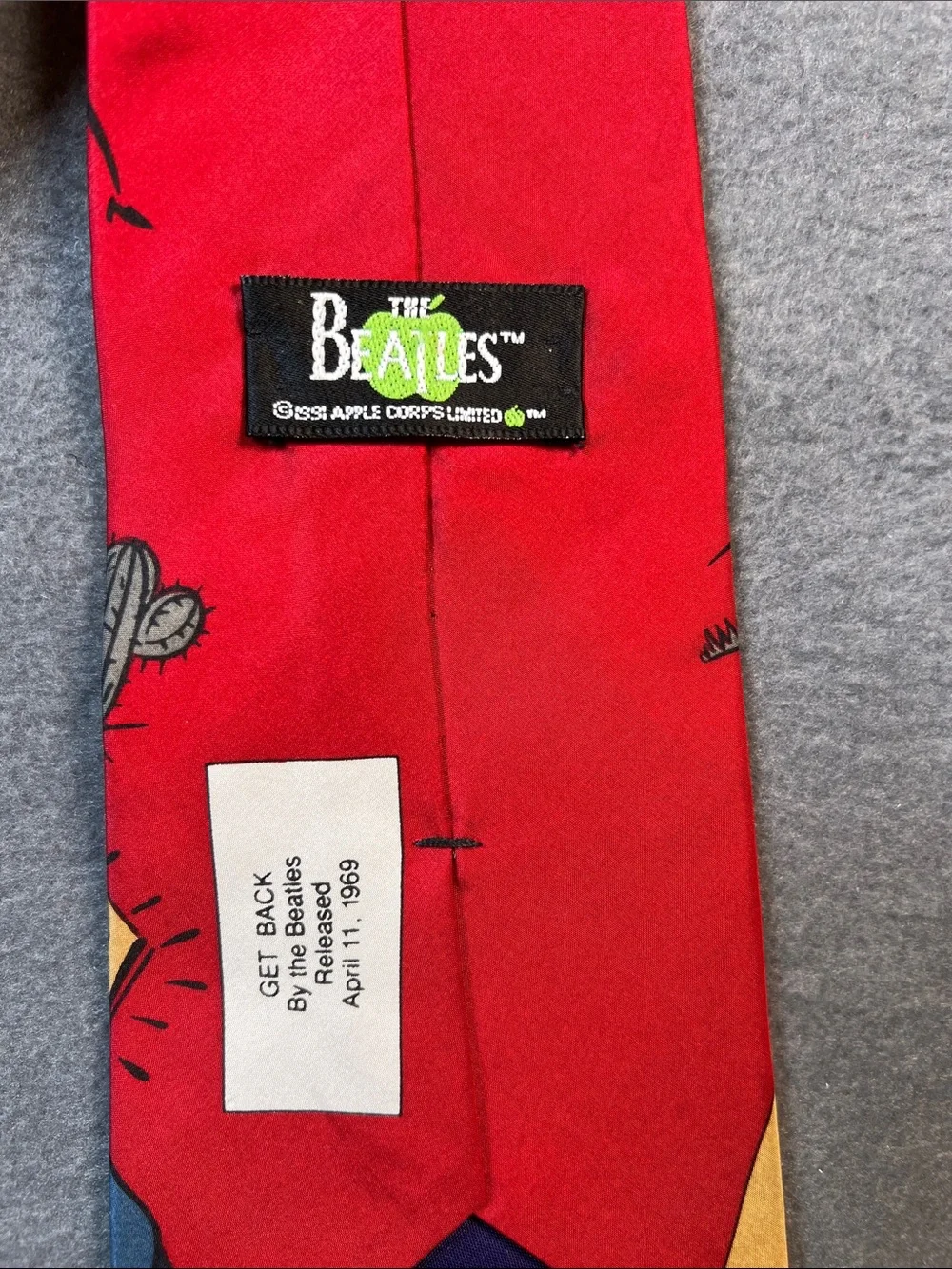 The Beatles ‘Get Back’ Red Silk Novelty Tie with Blue and Yellow Accents